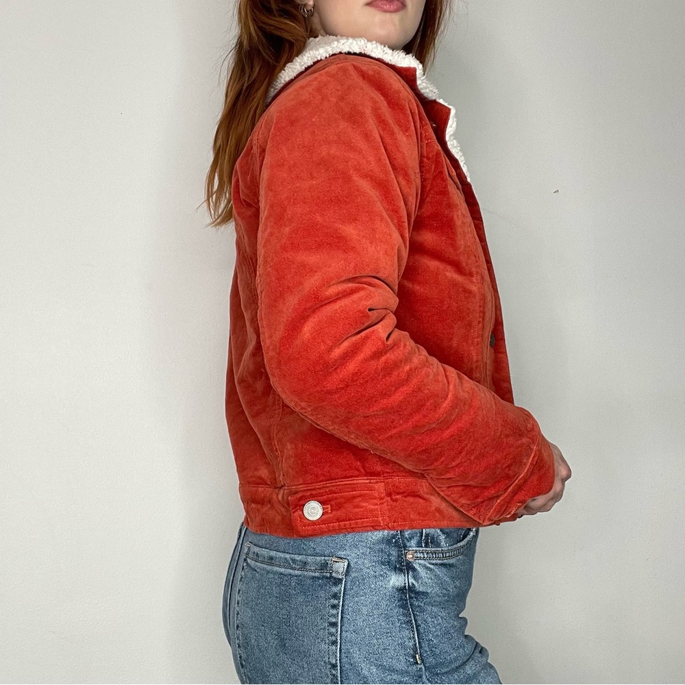 Forever 21 Orange Fuzzy Lined Button Up Winter Jacket, Women's Size Small - Picture 6 of 14